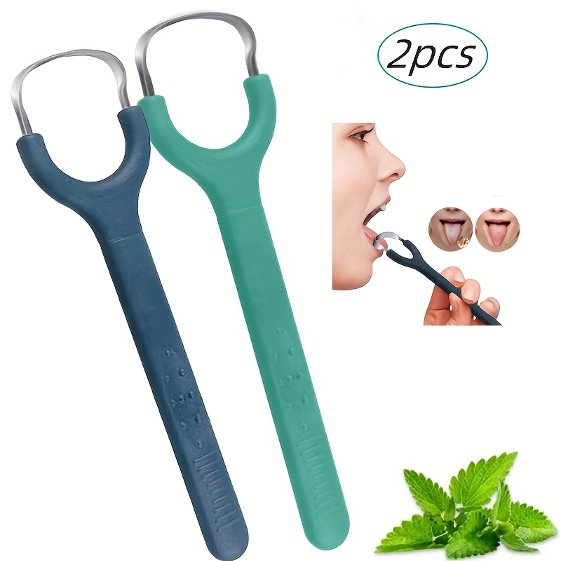 2 pièces Grattoirs à Langue Réutilisables en Acier Inoxydable avec Poignée Ergonomique Antidérapante - Réduit la Mauvaise Haleine, Nettoyant Doux pour Adultes & Enfants, Soins de l'Hygiène Buccale (Bleu et Sarcelle), Étui pour Grattoir, Soin Oral, Prise Confortable, Matériau Facile à Nettoyer, Outil Hygienique, Construction Durable, Soin Dentaire