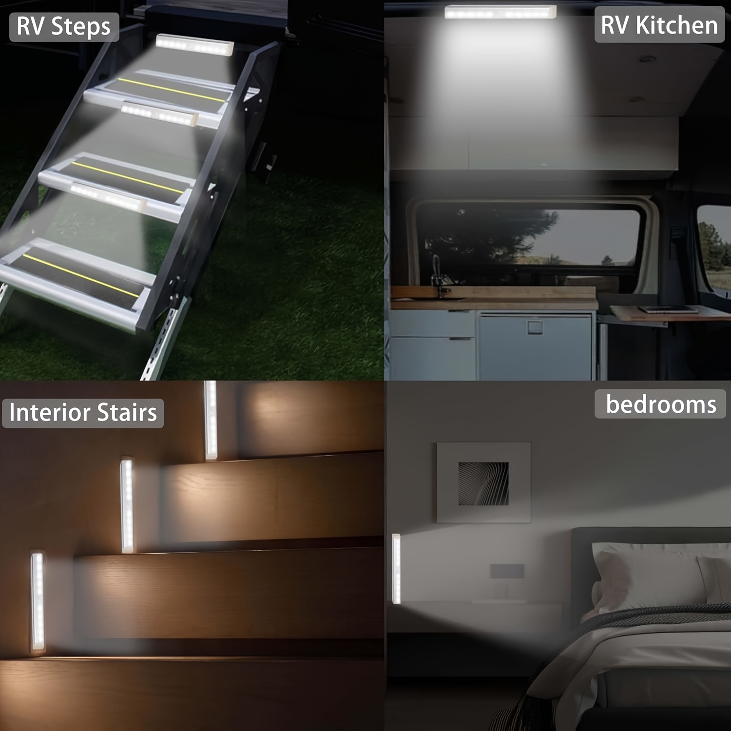1pc Wireless LED Motion Sensor Light Strip - Rechargeable Magnetic Night Light for RVs, Kitchens, Wardrobes & Hallways, USB-Powered, Energy-Efficient, Easy Installation, Low Voltage, 400mAh Battery, Polymer Material, Rechargeable Motion Sensor Light RV Interior Lighting