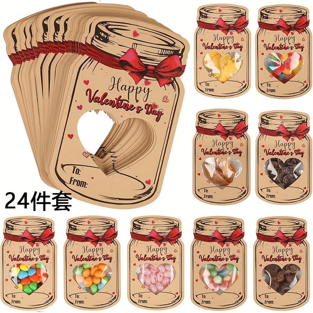 

Valentine's Day Party Favor Set - 24/48pcs Candy Bags With Greetings, Weddings, Day & Back-to-school Gifts