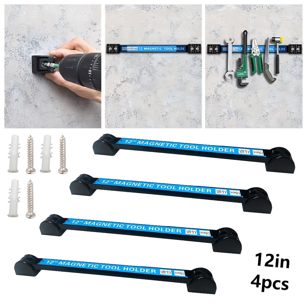 Image of 12" Heavy Duty Tool Bar Storage Holder Rack Garage Wall Strips, Suitable For Garage Warehouse Garden, With Mounting Additions, Storage Racks