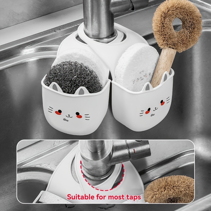 

1pc Cat Faucet Hanging , Kitchen Sink Caddy Organizer, Adorable Storage For Sponges And , Suitable For