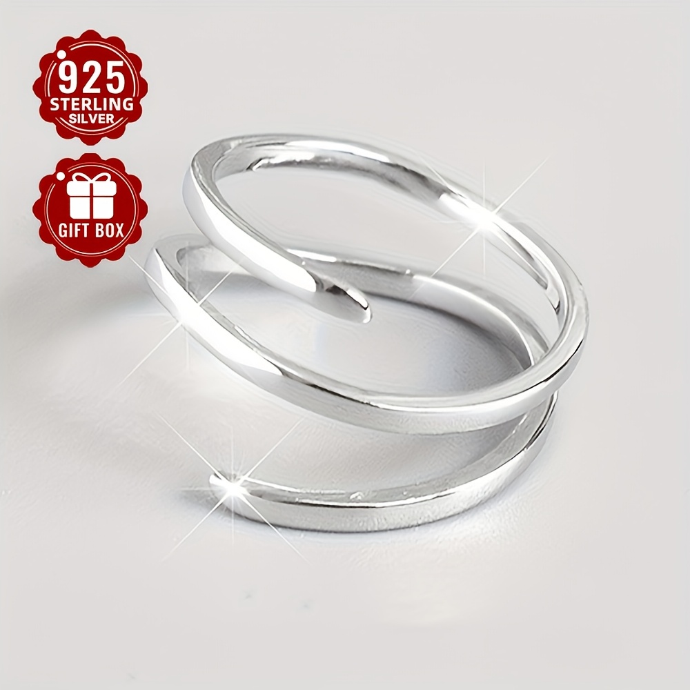 S925 Silvery Wrap Open Ring