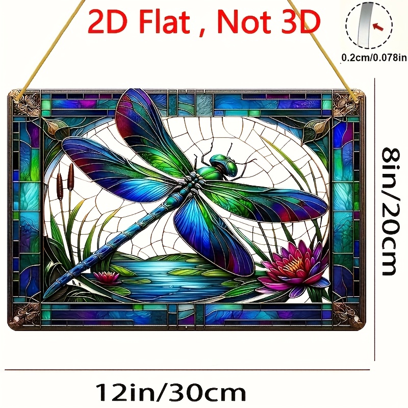 TEMU 2d Flat Design, A Sun Catcher Window Art Piece For Girls - Featuring Vibrant Dragon Butterflies And Lotus Design, 12x8 Inches Acrylic Sun