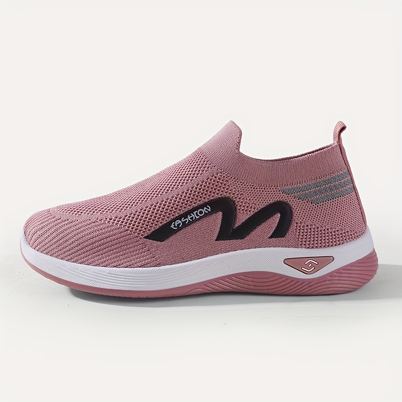 Women'S Slip-On Walking Shoes, Breathable Fabric Sneakers with Soft TPR  Sole, Lightweight and Comfortable for Running, Fitness, Hiking, and Travel  A