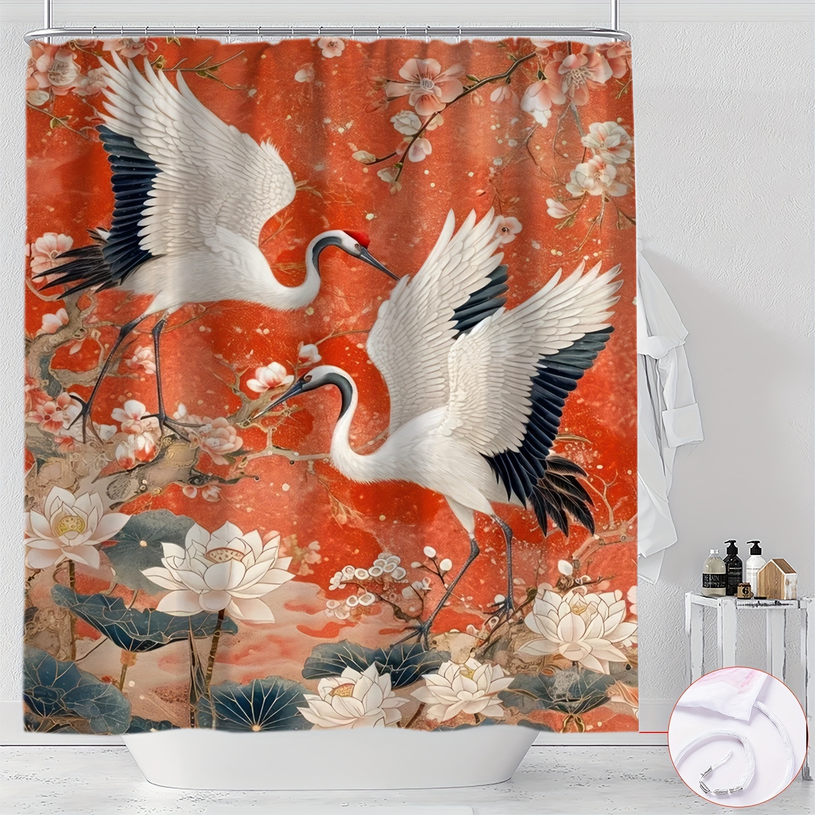 

1pc Ywjhui Shower Curtain - Chinese & Pattern, Polyester, Knitted, , Includes , Bathroom Decor,