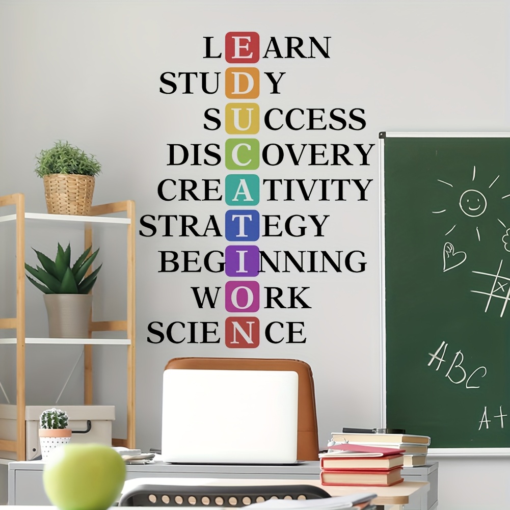 colorful learning and   wall sticker self   pvc decal with inspirational phrases ideal for bedroom study or living room decor motivational wall decor vibrant wall art self  decal wall decor
