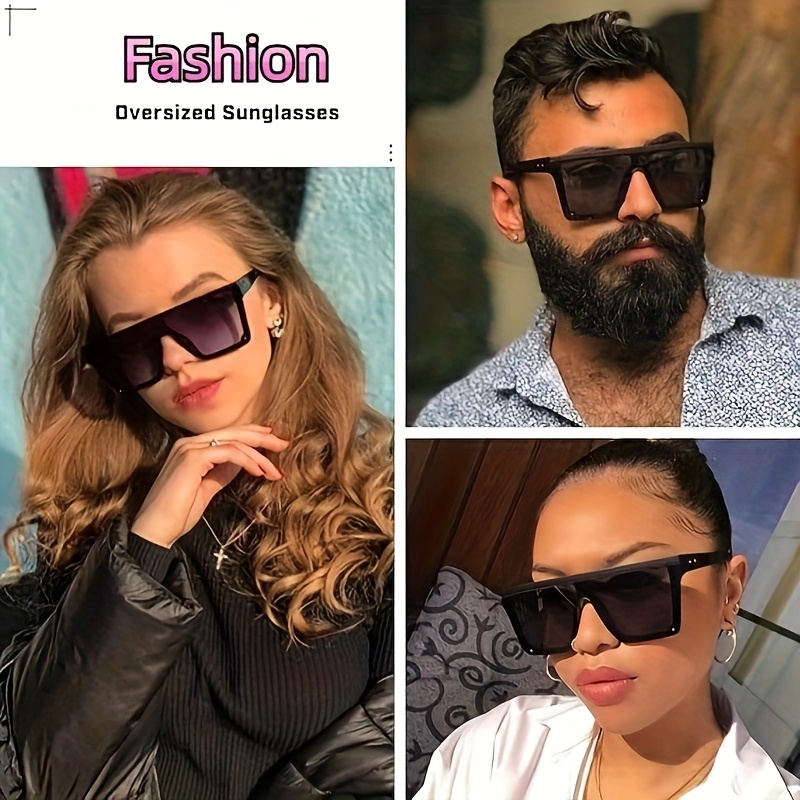 Women Men Square Men Women Fashion Large Frame Flat Top Suitable for,,,,, Driving