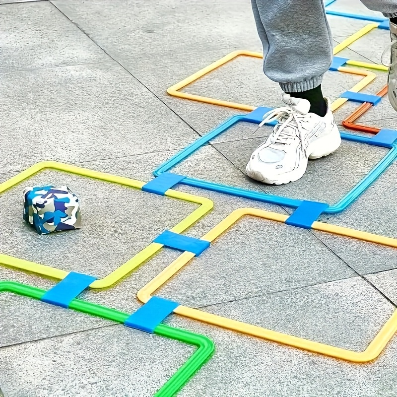 10pcs Agility Training Set with Colorful Jump Squares - Durable PP Plastic, Ideal for Outdoor Sports and Fitness Exercises, Enhances Quick Reaction and Agility, Perfect for Backyard Activities, Outdoor Fitness Equipment|Colorful Agility Squares|Durable Plastic Squares, Agility Training Equipment