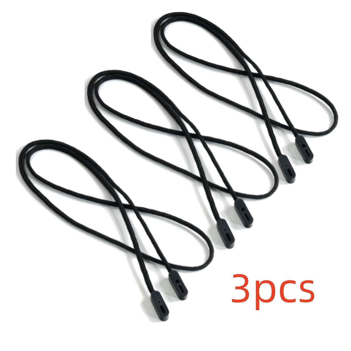 TEMU 3pcs Black Polyester Eyeglass Cord Lanyard With Anti-loss Eyewear Holder Suitable For Sports, Gym, Swimming,, Travel - Loop For Glasses,