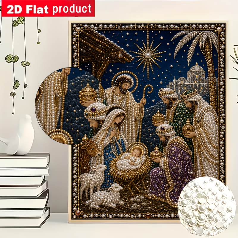 TEMU Nouveau Kit de Peinture Diamant Perle Colorée, Peinture Diamant de Noël avec Perles, Convient aux Débutants, pour la Décoration Murale de ou du