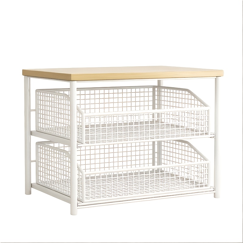 TEMU Multifunctional Double-layer Rack, Kitchen Countertop Organizer, Space- Unit With Drawer, Desktop Shelf For Storing Spices, Snacks, And Drinks,