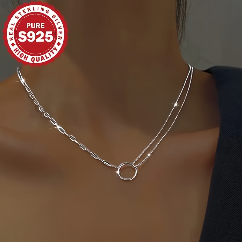 

A Simple And Elegant Adjustable Silvery Pendant Necklace 925 Sterling Silver, , Gifting, And Parties.