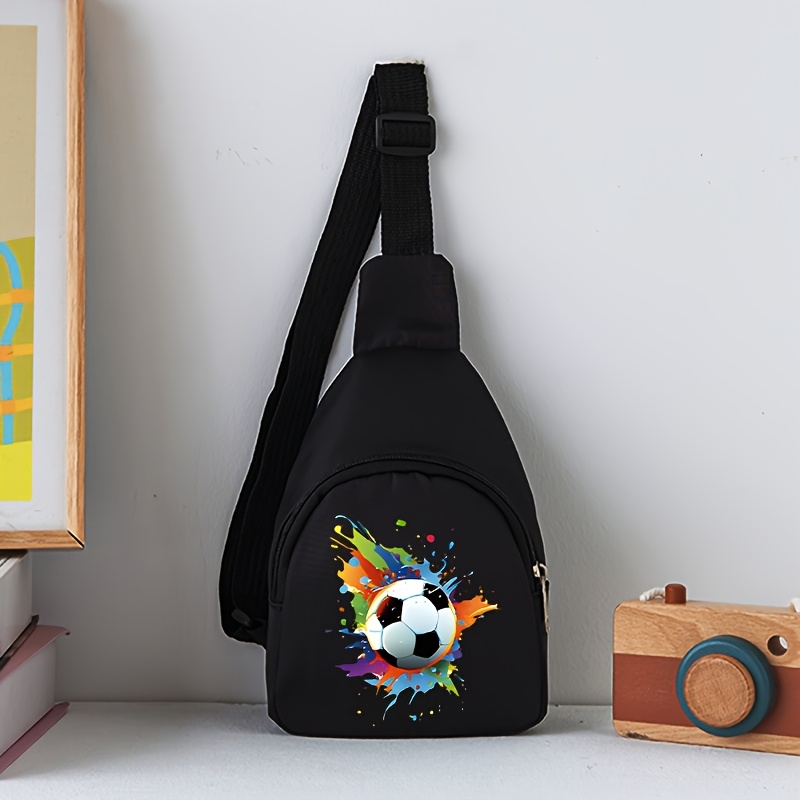 Image of ' Crossbody Bag, Dynamic Football And Outdoor Casual Chest Bag, Football Colorful Chest Bag