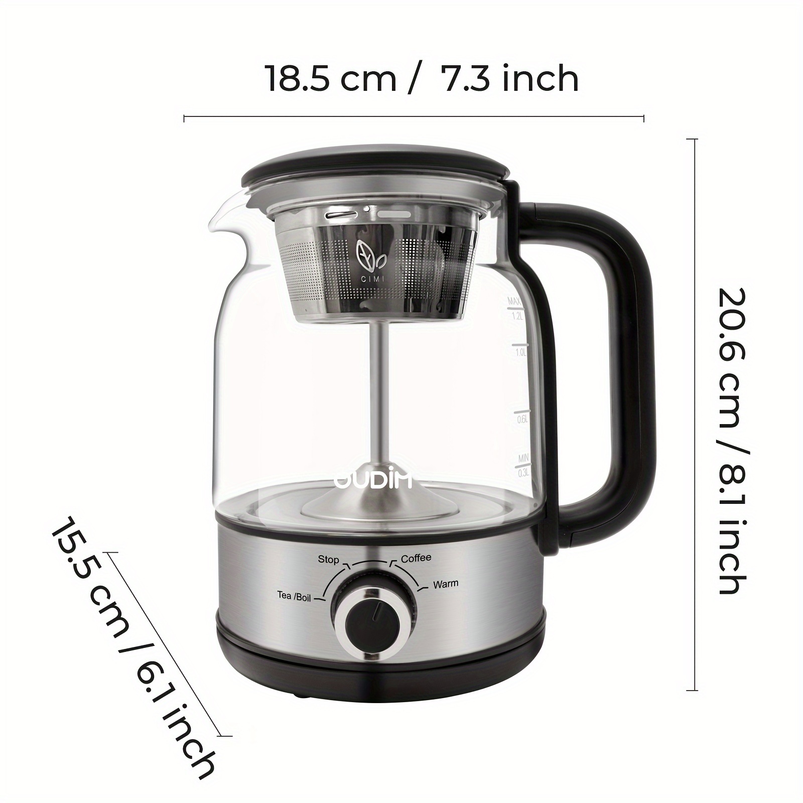 Drip Coffee Maker By Spraying Method, 40.58oz Capacity, 600W Power, BPA-Free, Brewed Tea Pot Coffee Plunger, Glass Stainless Steel Tea And Coffee Brew Kettle, Electric Kettle Tea Pot, Keep Warm, Boil Dry And Safety Protection, Perfect Birthday Gift 3 Drip Coffee Maker By Spraying Method, 40.58oz Capacity, 600W Power, BPA-Free, Brewed Tea Pot Coffee Plunger, Glass Stainless Steel Tea And Coffee Brew Kettle, Electric Kettle Tea Pot, Keep Warm, Boil Dry And Safety Protection, Perfect Birthday Gift - Image 3