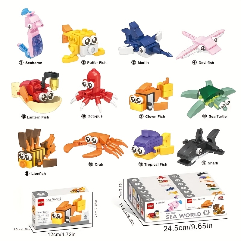 Ocean Explorer Mini Building Blocks Marine Animal Figures DIY Assembly Toy