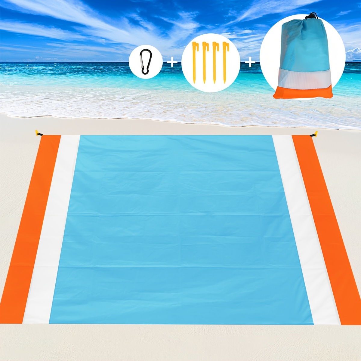 

Orange White Blue Three-color Spliced Beach Mat