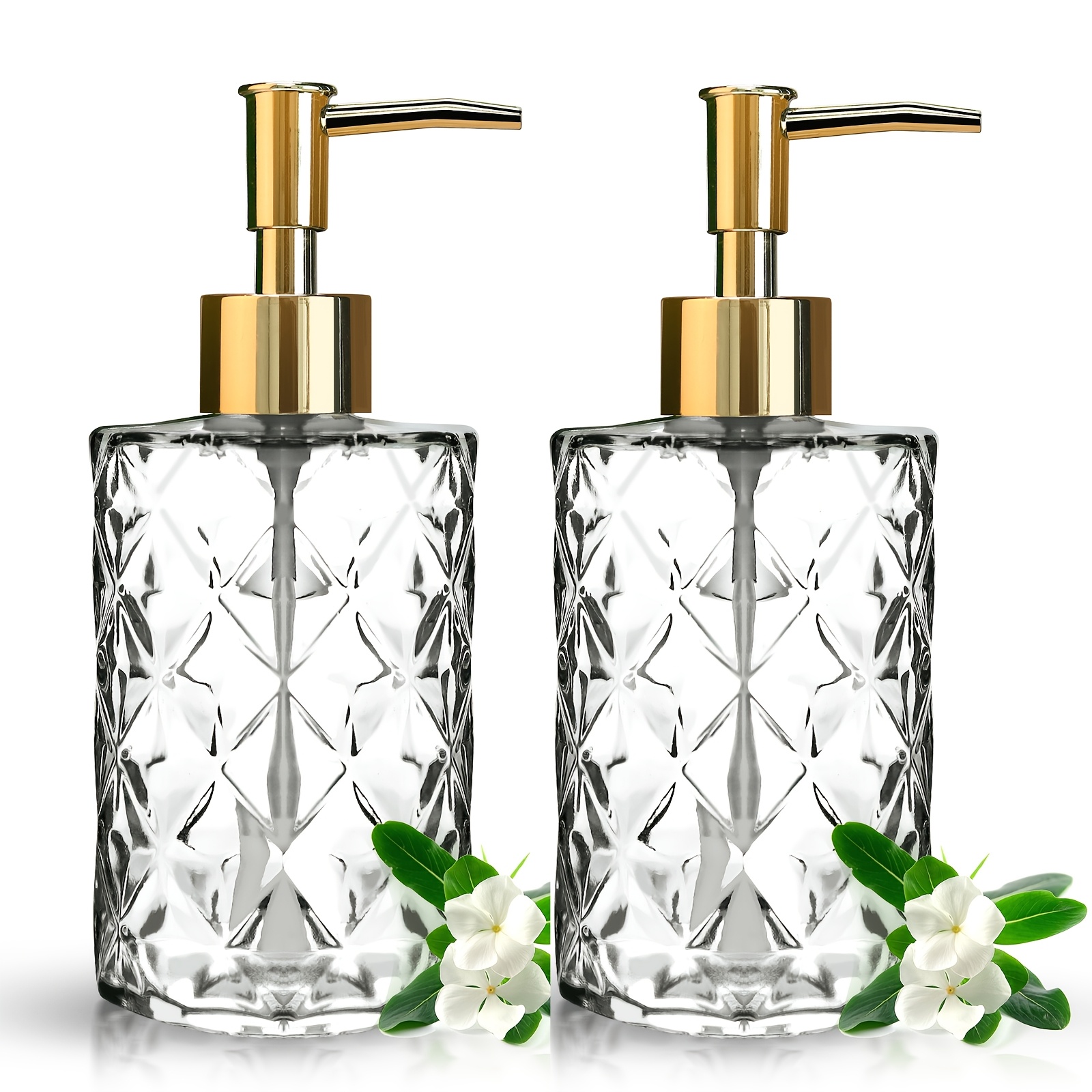 

2pcs Set 330ml Clear Glass Soap Dispenser - Refillable & Reusable, Material For