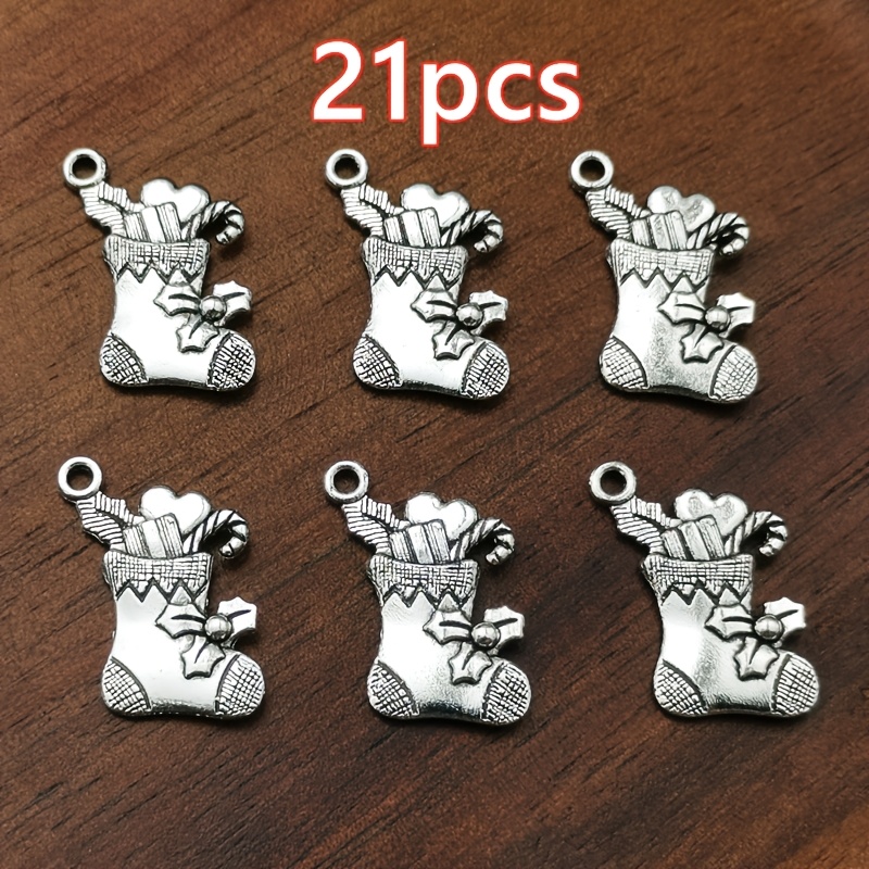 TEMU 21pcs Christmas Stocking Charm Pendants, Women's Fashion Pendants, Christmas Ornament Accessories, Diy Handmade Necklace, Earrings, Bracelet