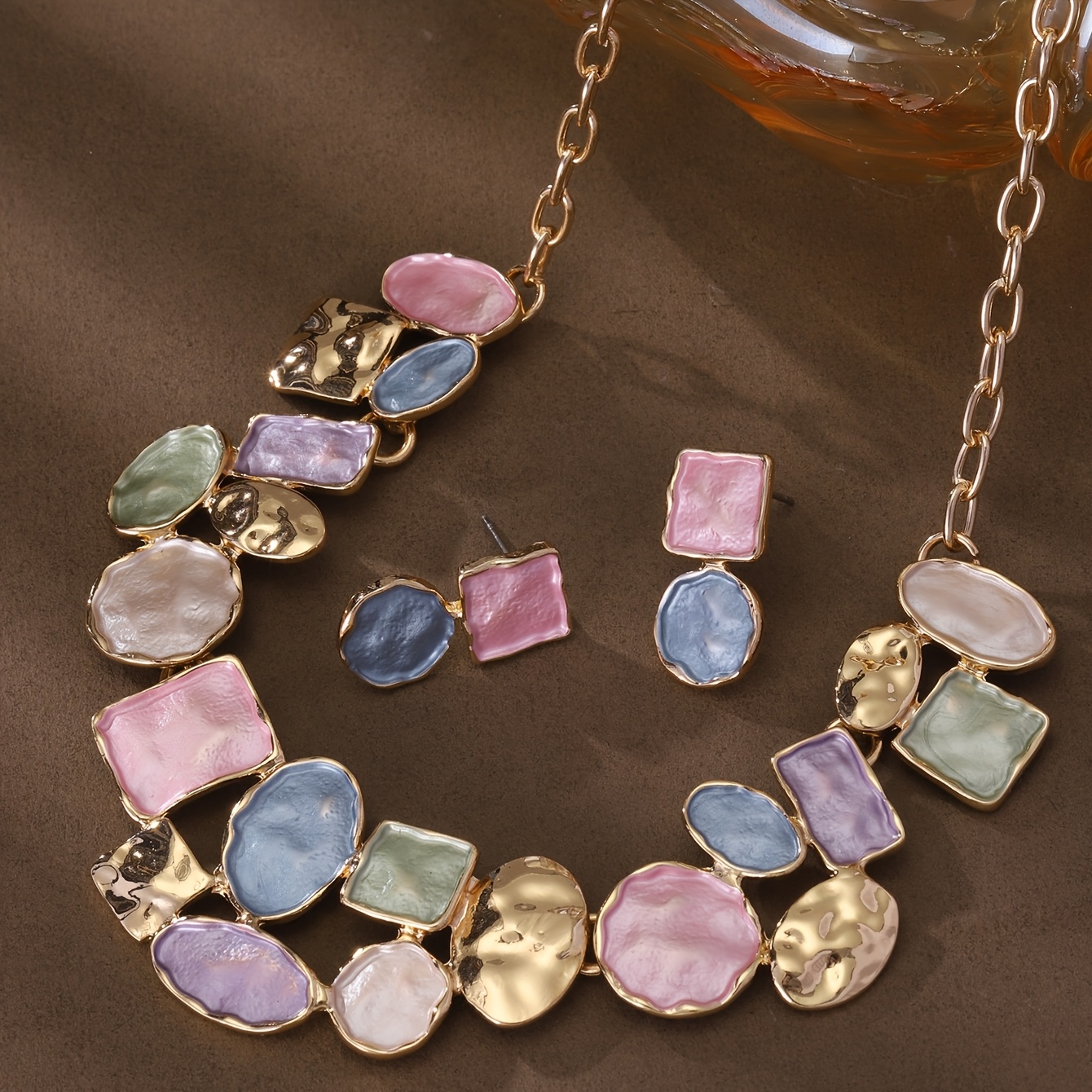 TEMU Set di 3 gioielli da donna casual semplici ed eleganti con catena da , di , , d'olio artificiale, blu, , per uso , festivit�, feste, , accessori