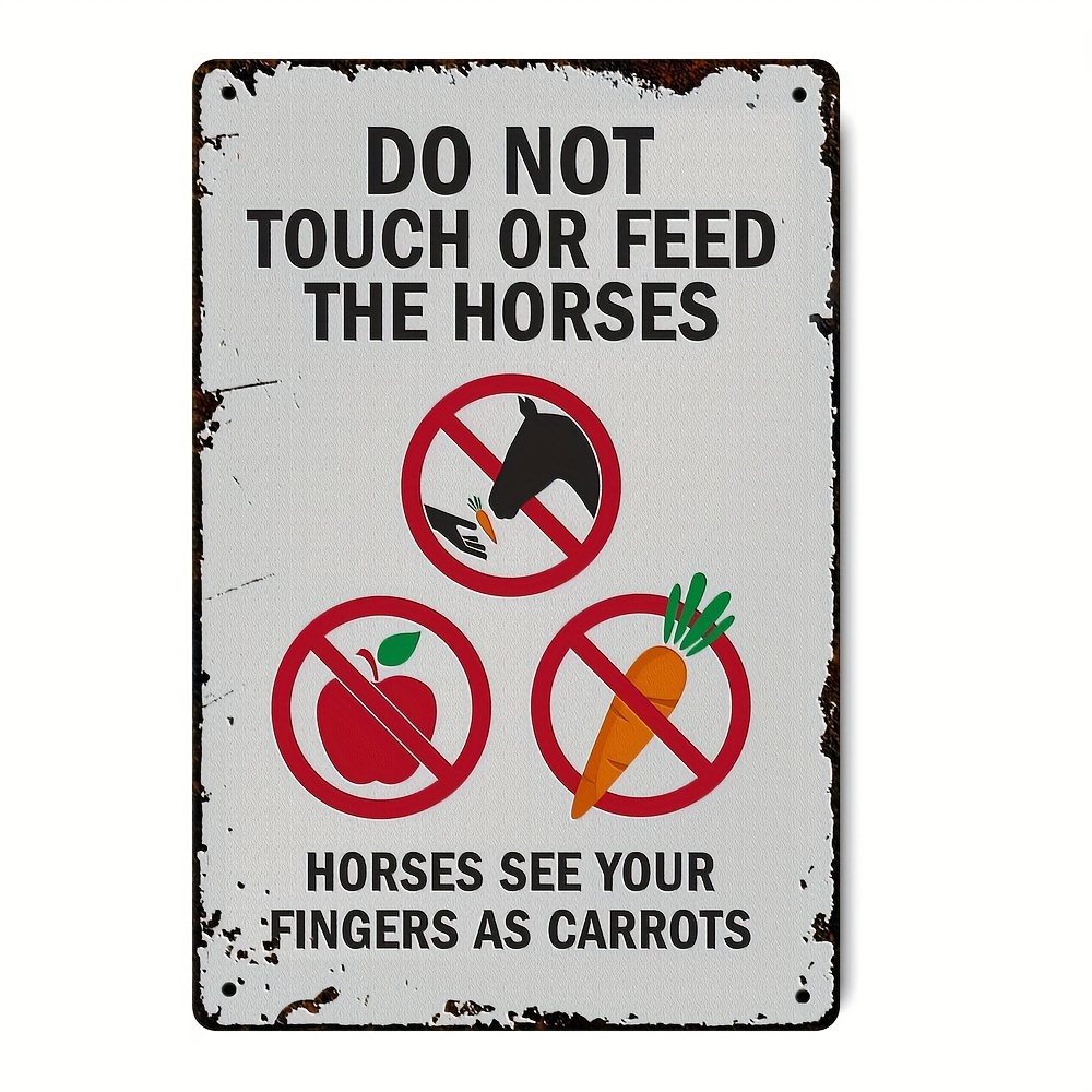 TEMU Vintage ' Or Feed The Horse' Metal Tin Sign 8x12 Inch - Rustic Farmhouse Wall Art With Humorous "horses See Carrots As Carrots" Design,