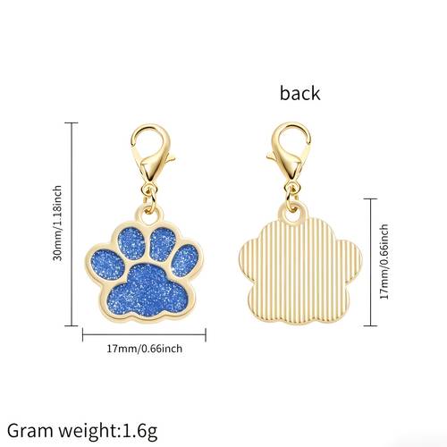 10pcs 24pcs random color glitter paw print dog id tags metal pendant tags print pendant charms alloy dog tags cute and adorable keychains