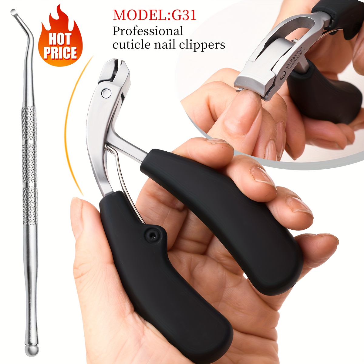2pcs Professional Nail Clippers, [black Handle] Stainless Steel Nail Clippers, With Blade, Heavy-duty Nail Clippers, With Curved Design, Large Opening Suitable For Thick Nails, Elderly-friendly