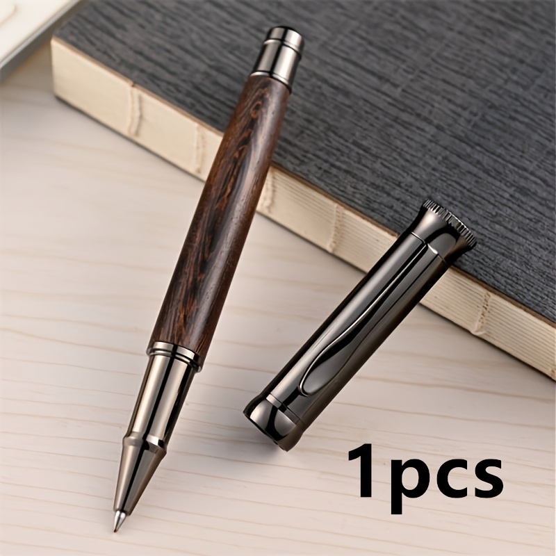5pcs Refill/1pc Pen Metal Wooden Signature Pen Ballpoint Pen, Cap, Reusable Business And Office Writing Tools