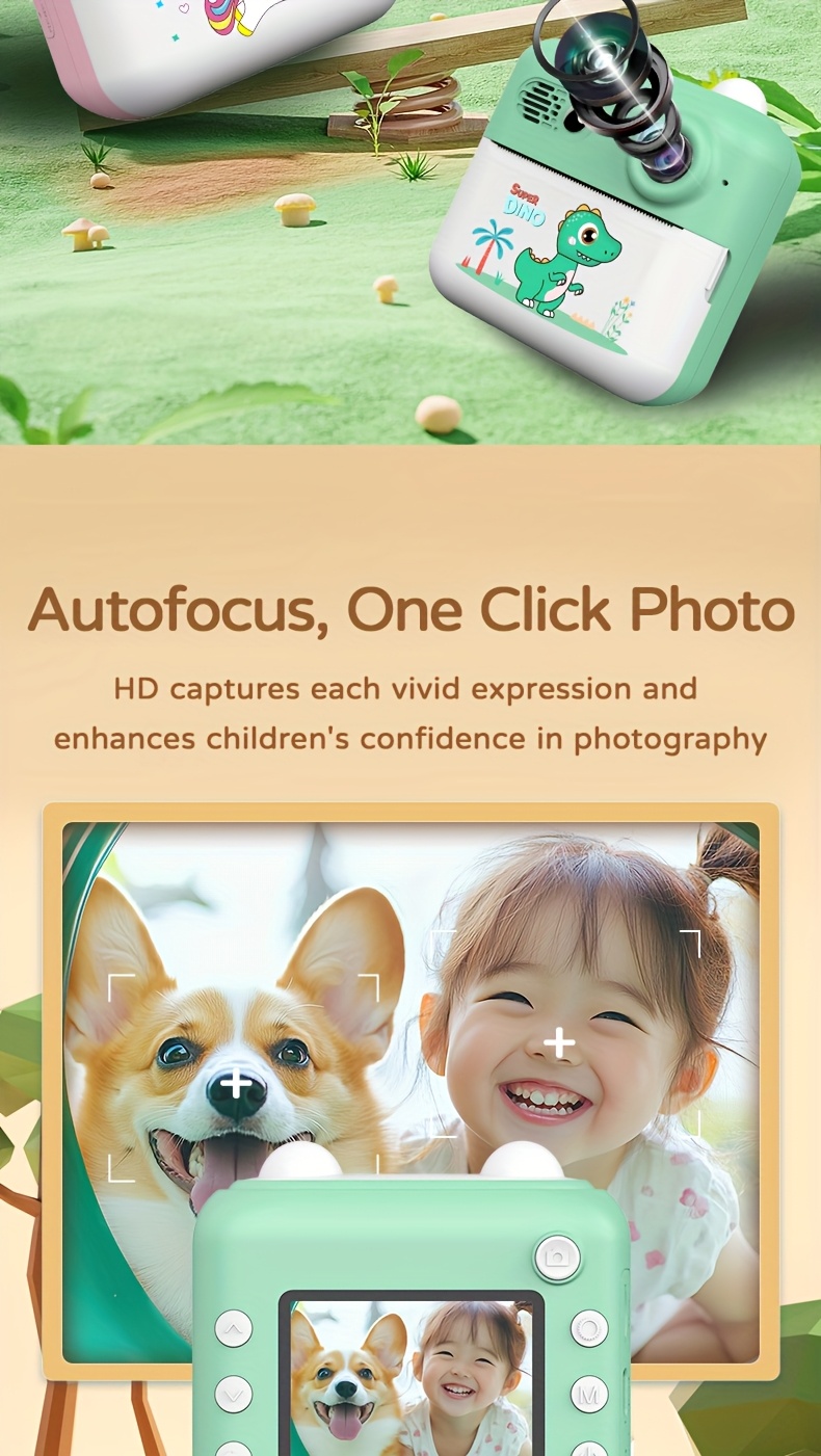 Kids Camera Instant Print, Selfie Digital Camera For Kids With Print Paper & Charging Cable, 2.5K Video & Instant Print Camera With Color Pens For DIY, Fun Gift For Girls Boys 3-12 Years Old (Cyan)