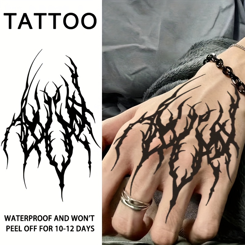 1pc dark gothic waterproof temporary tattoo sticker realistic non reflective black   for   legs and palms semi permanent look lasts 1 2 weeks suitable for   men and women waterproof and long   0