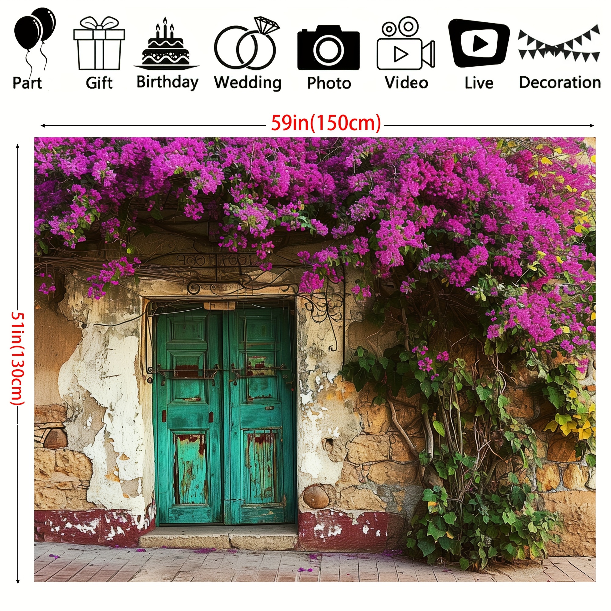 Door Backdrop Spring Scene Nature Red Flowers - Temu