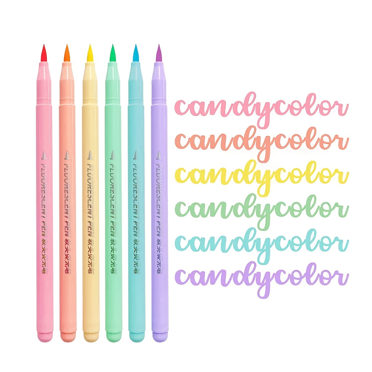 6pcs Fine Writing Tools, Soft Head Brushes Suitable For , Diaries, Writing, Marking, School Stationery, Back-to-school Supplies