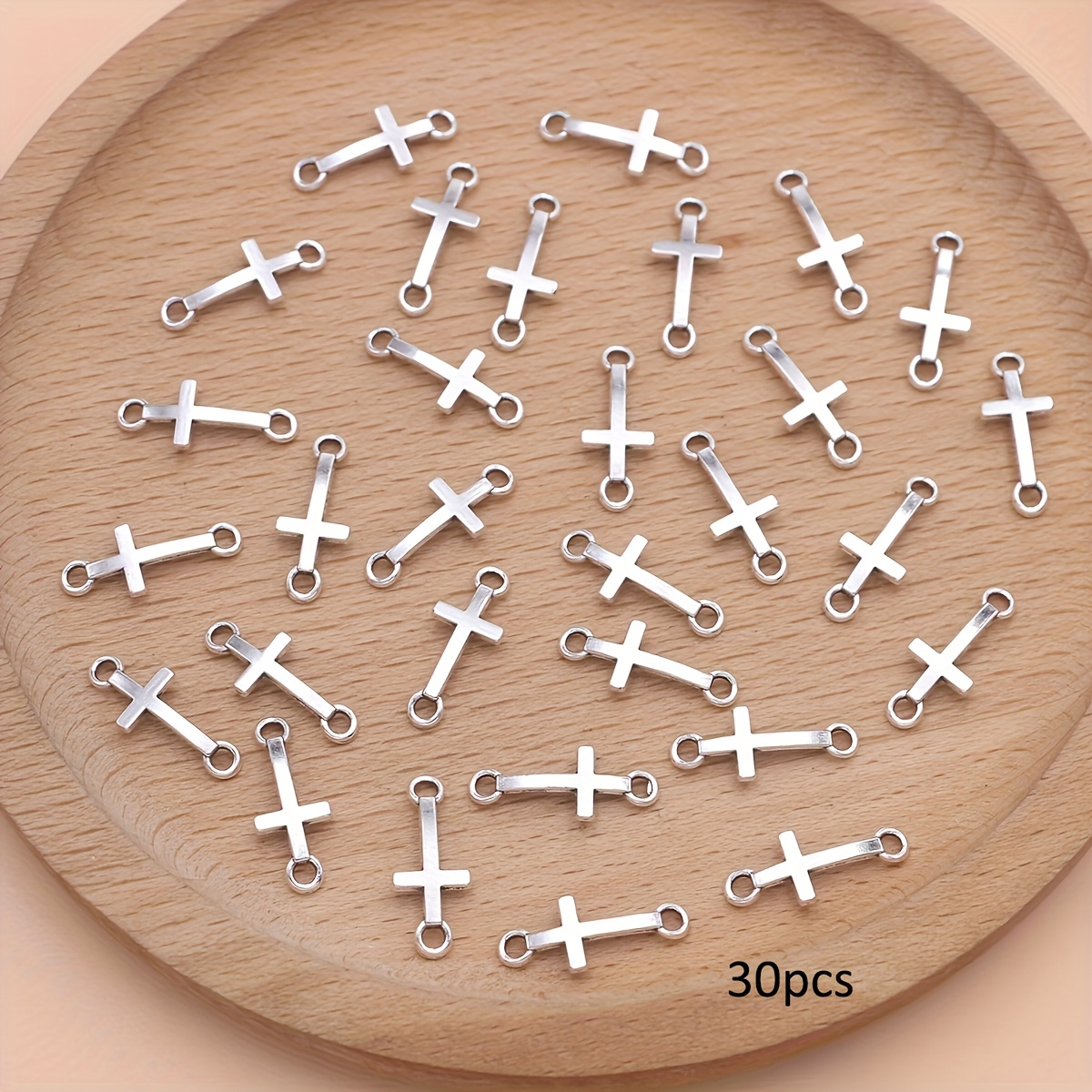 30pcs Silvery Cross Connector Charms For Jewelry Making Handmade Necklace Bracelet Key Chain Additions