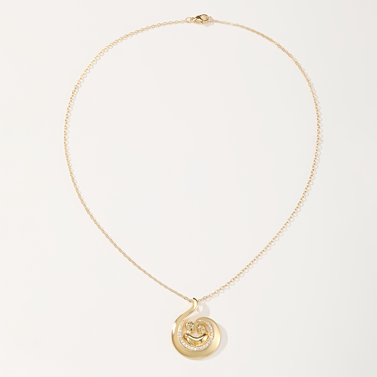 TEMU Collar de pareja chapado vintage para mujer - Colgante romántico de luna con circonita sintética, adecuado para fiestas, uso diario, regalo para