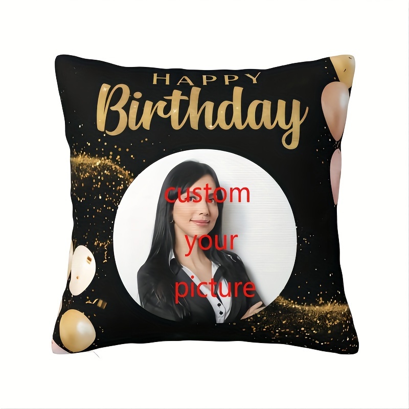 

1pc, Custom Photo 18x18 Inch Short Plush Throw Pillow, Birthday Gift Decoration Pillowcase For , , Soft Plush Pillowcase For Room, Sofa, Chair Or Bed