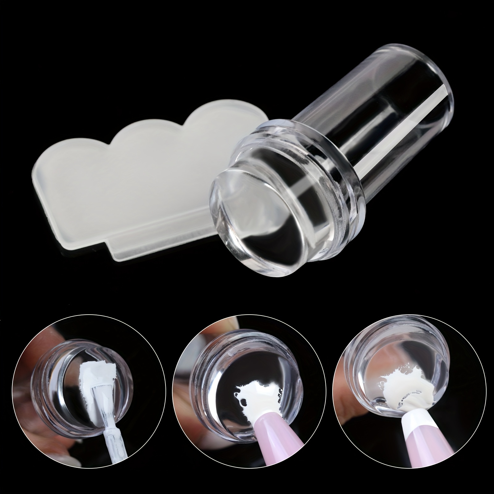 Nail Stamp Transparent Band Cover Stamp Fully Transparent Handle Print Head With Scraper Tool Set