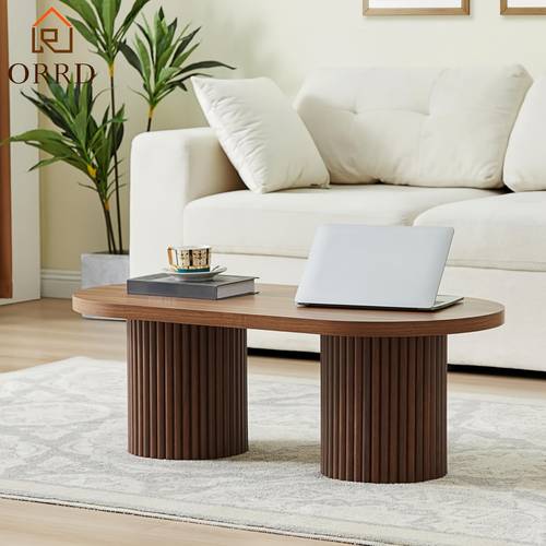 century modern oval coffee table large living room center table with fluted legs easy assembly for home vintage decor 39 38x19 69x13 78in coffee table for living room office furniture sophisticated design sturdy structure