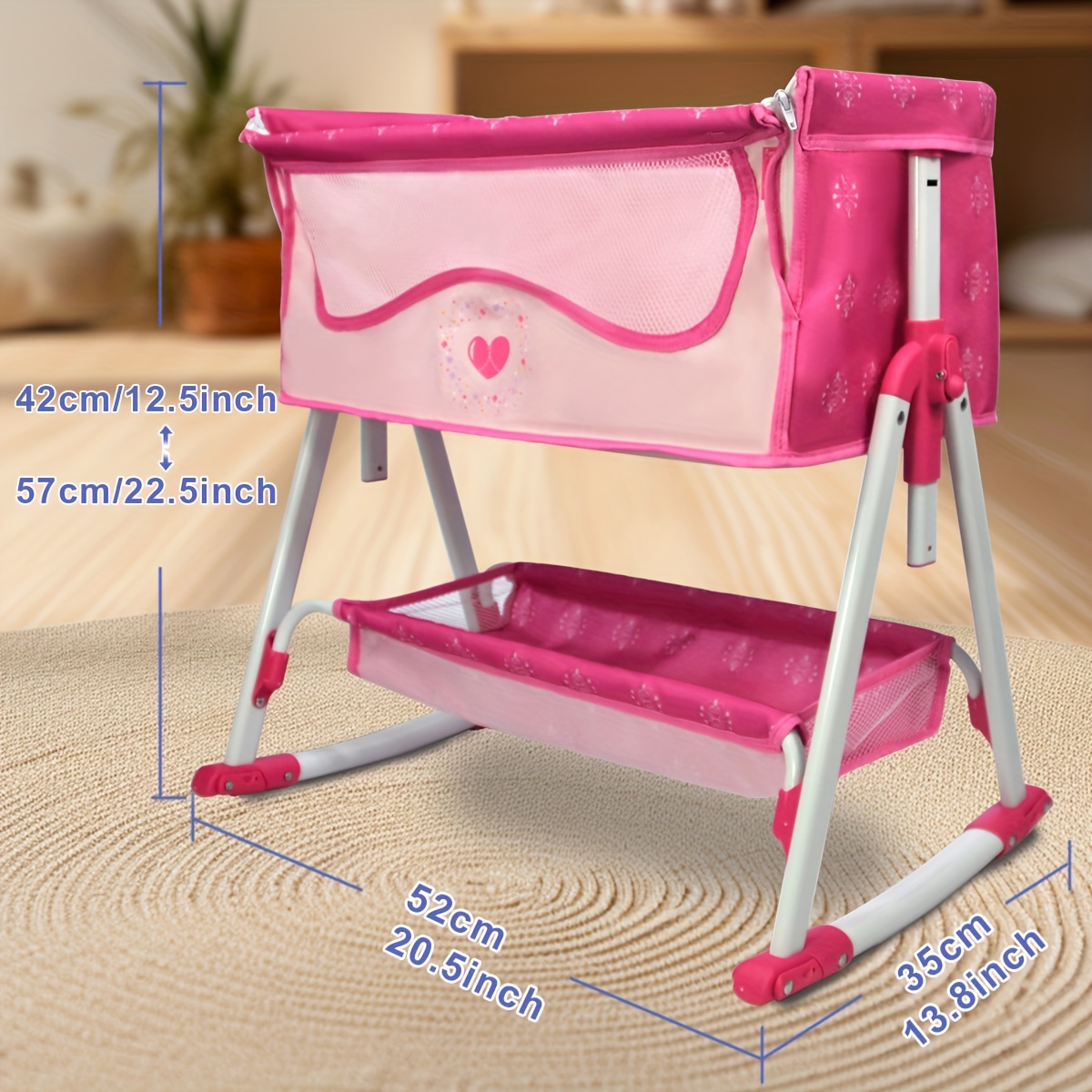 Toy Baby Doll Crib for Dolls, Cute Designed Baby Doll Bed with,  Toy Crib Doll Furniture for Years+ Girls, Doll Bed and Doll Swing - Main Image