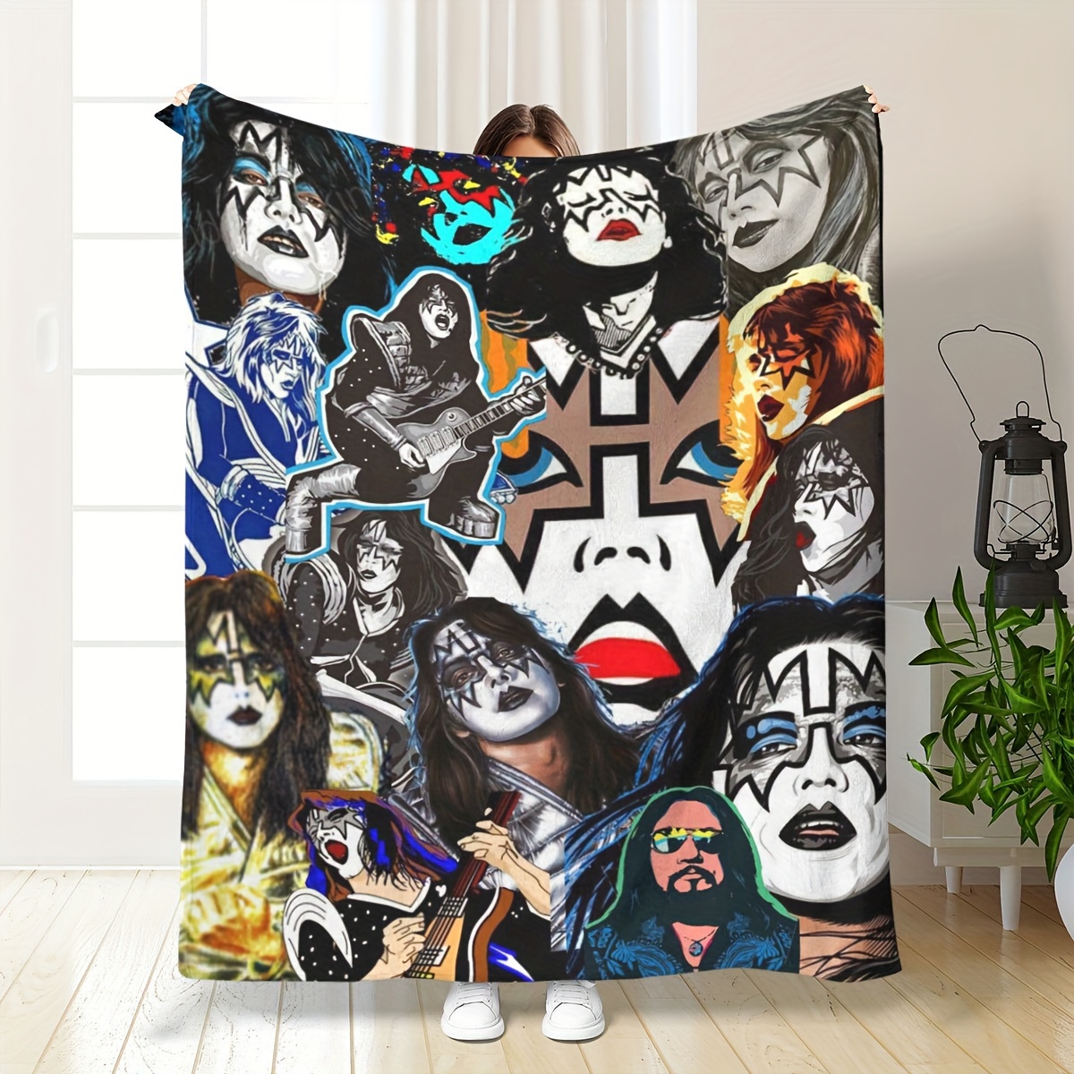 

1pc Rock Band Themed Throw Blanket, Hypoallergenic Polyester Fleece, Machine Washable, Stain Resistant, Multipurpose Bedding, Sofa And Bed Shawl Blanket For Napping – Cozy & Comfortable