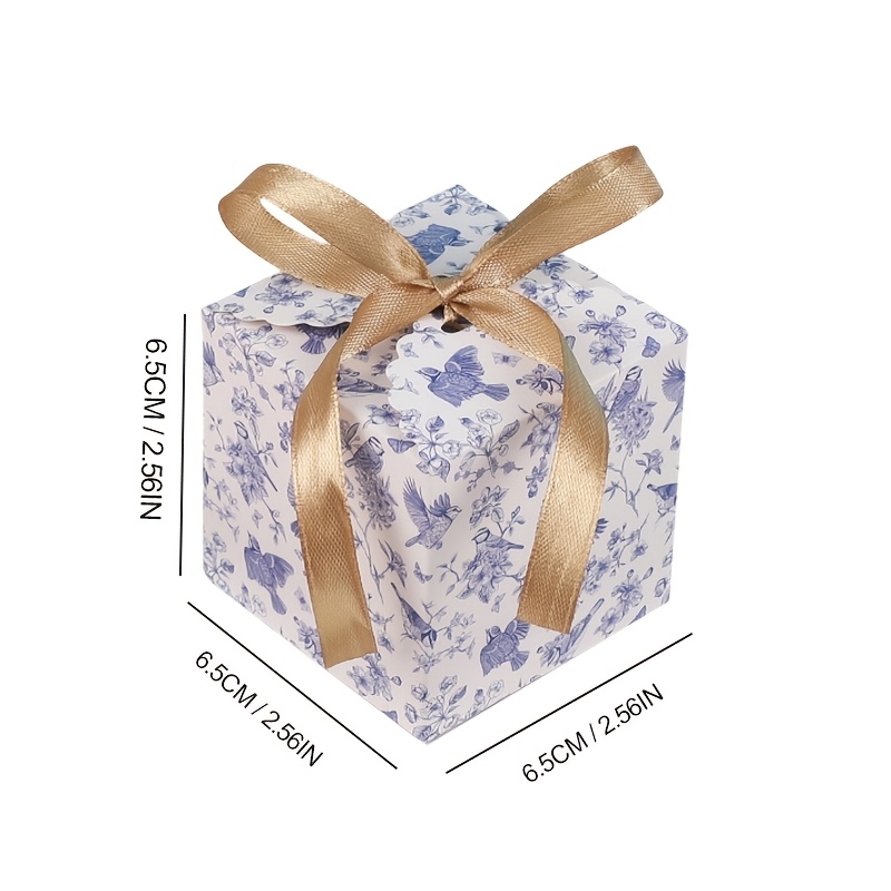 TEMU 10pcs, Blue And White Porcelain Flower, Bird And Packaging Box, Suitable For Birthday And Party Gift Packaging Gift Box