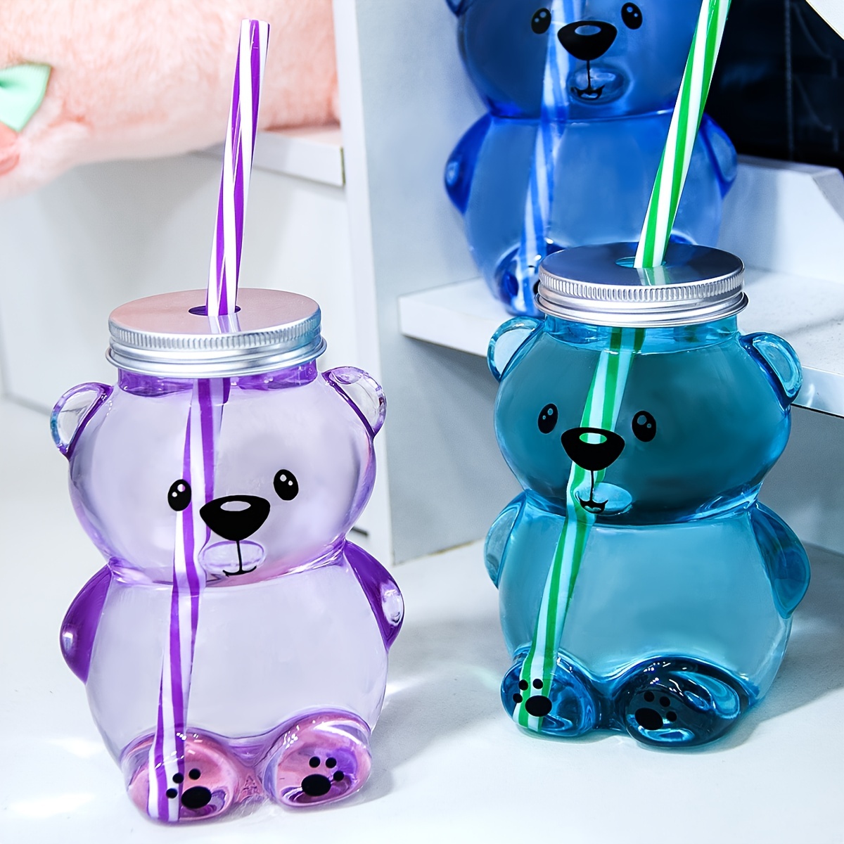 

Adorable Cartoon Bear Straw Cup - Plastic, Kitchen & Dining