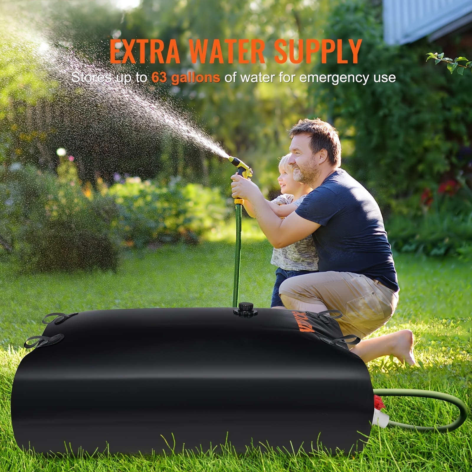 

Water Tank Bladder Portable Rainwater Bag 63 Gal Pvc Collapsible Black