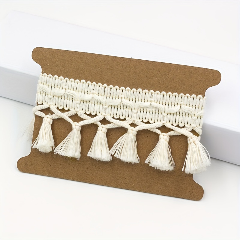 Image of 3-yard-per-card 5.5cm Wide Thread Cross-woven Tassel Fringe Trim Ribbon, Bohemian Skirt Hem Decoration, Curtain, Tablecloth, Lingerie, Bedding Decorative Accessory