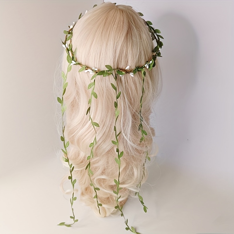 White Yellow -style Artificial Leaf Plant Wreath