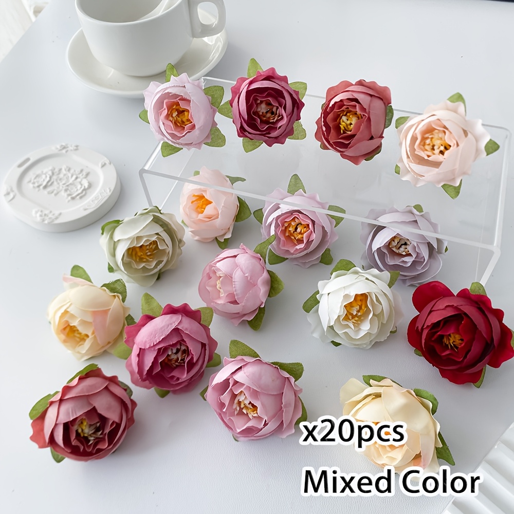 Image of 20pcs Of Assorted Color Artificial Rose Heads And Buds For Projects, Perfect For Wreaths, Holiday And Birthday Decorations, Weddings, And Gifts For Valentine's Day And New Year