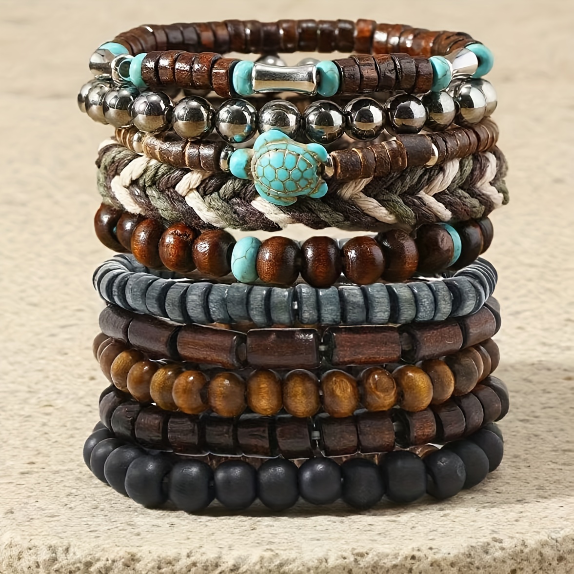 Conjunto de 11 pulseiras de pedras naturais com   e pedra de   de   - Adorno de   do   estilo boêmio, pulseiras unissexo para casais para homens e mulheres, presente de joias de pedra de   de   para     Namorados, Ano    ,   desportivos - Durável para uso diário e festas, acessório para todo o ano, presentes de feriado, joalharia elegante, joalharia  , contas   qualidade, pulseira de contas, entusiastas da moda