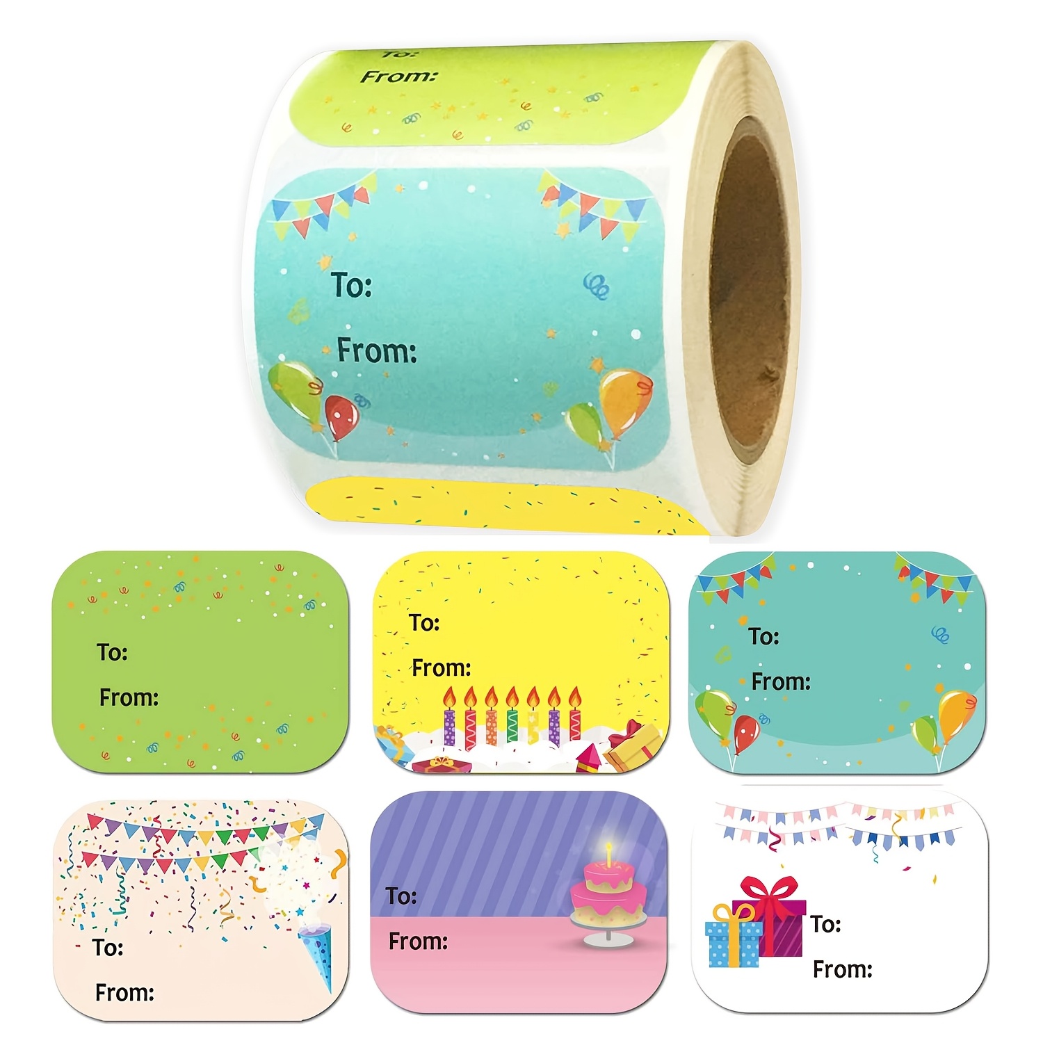 TEMU 200pcs/Rouleau Étiquettes Cadeaux Joyeux Anniversaire Étiquettes de Nom Autocollants - Noël de et à Étiquettes de Cadeaux Festival Autocollant