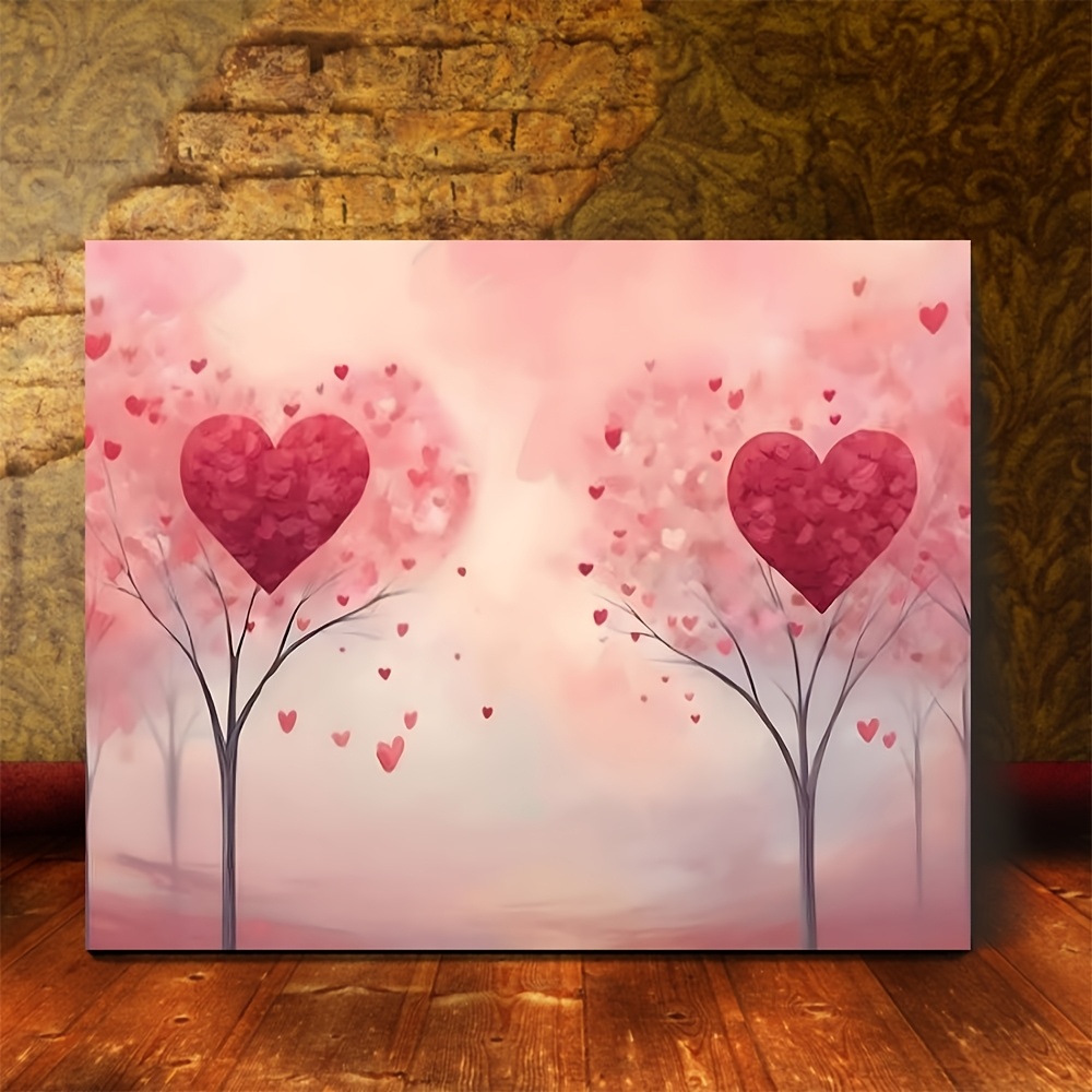 

Valentine's Day Floating Heart Canvas Painting With Wooden Frame, Romantic Themed Wall Art For Living Room And Bedroom, 11.8 X 15.7 Inches, Gift, Decorative Painting