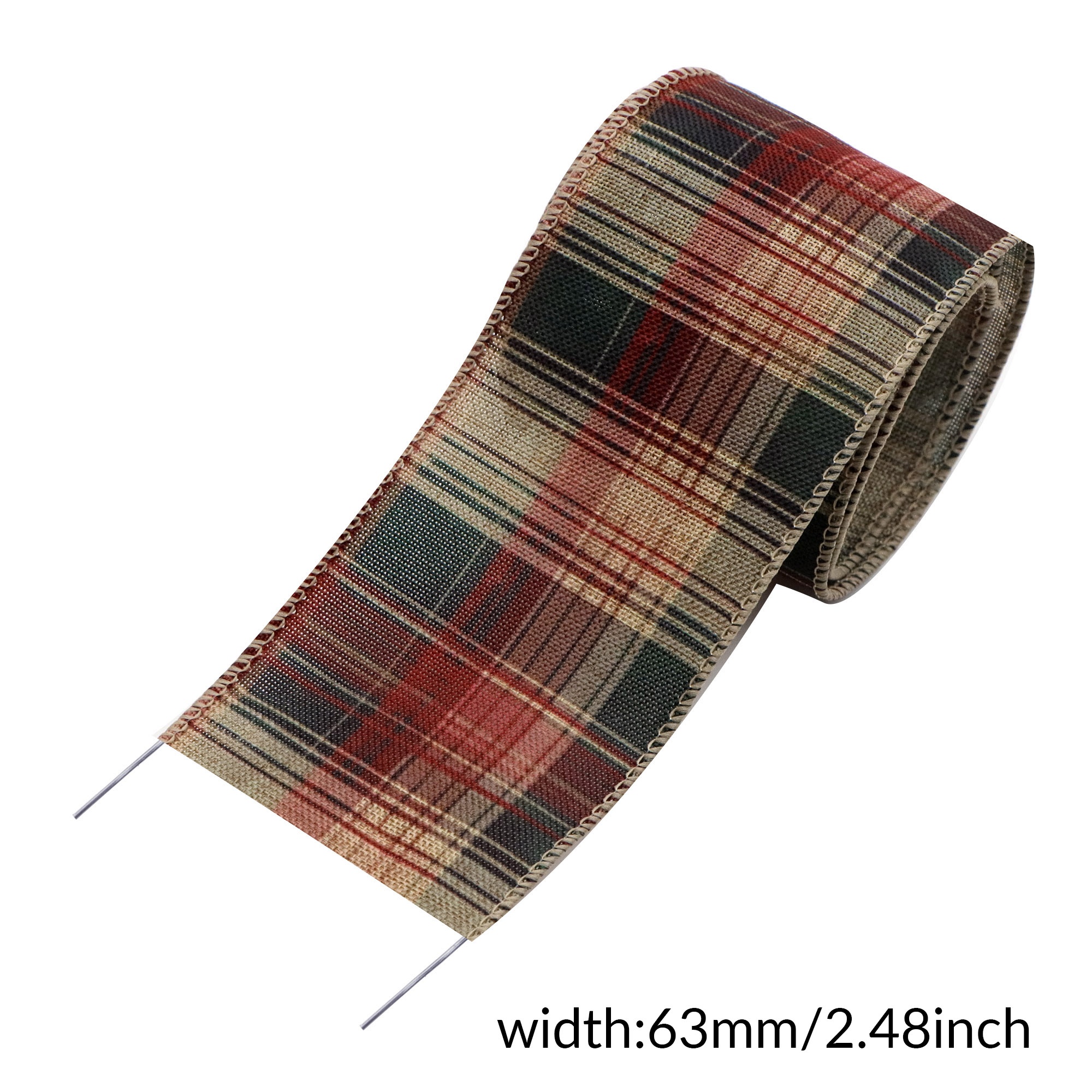 TEMU Ruban de Noël Vintage à Bord Filaire de 5 Yards, pour Emballage Cadeaux, Décorations de Sapin de Noël, Décor de , Décor de Festivals, Décor de