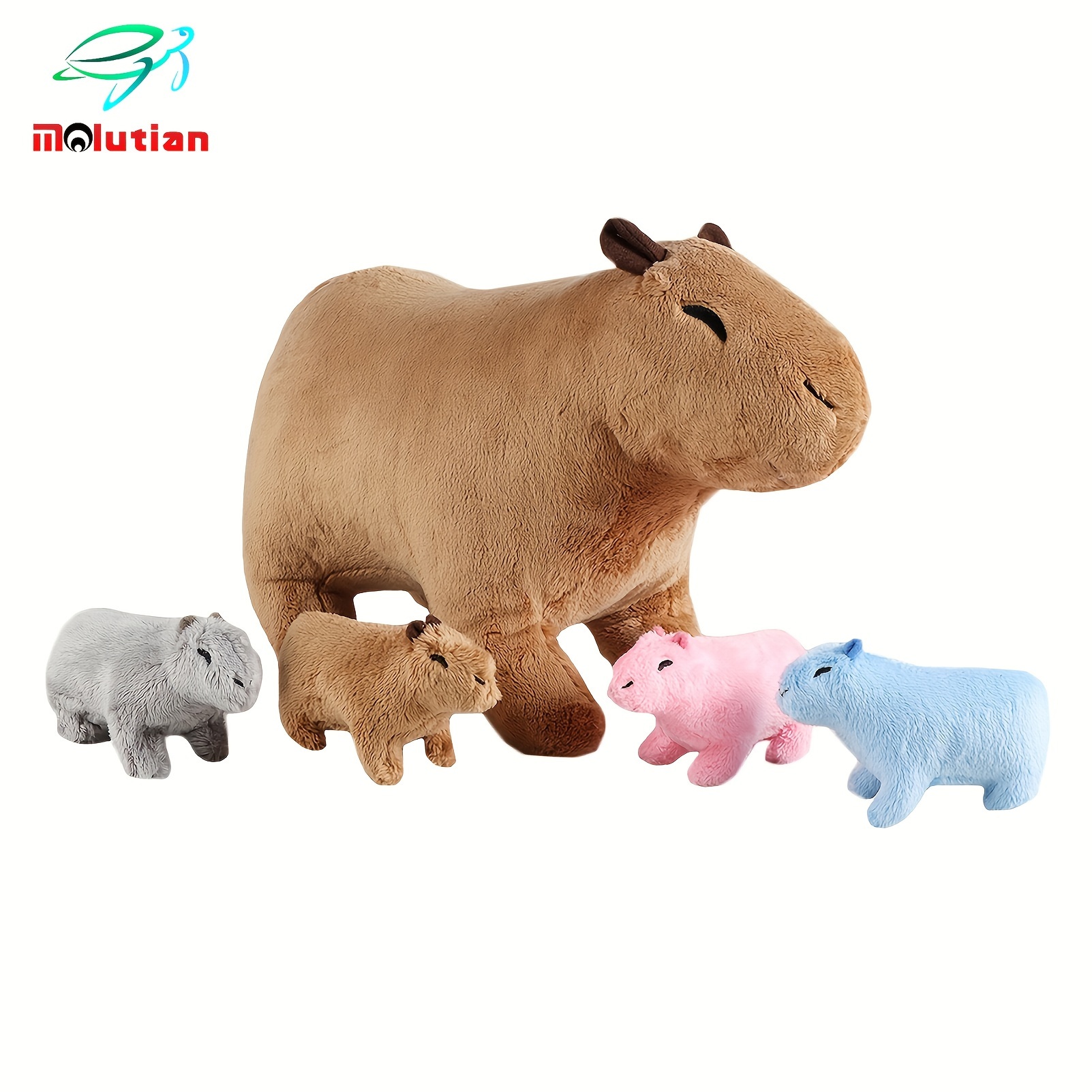 

Adorable 34cm/13.38in Capybara Plush Dolls With 4 Baby Plush In Her Tummy - Perfect Gift For Kids Of All Ages!