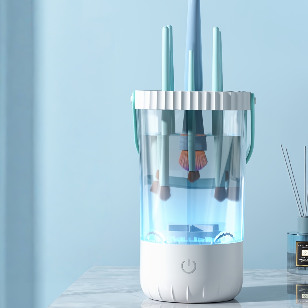 TEMU Plug-in Makeup Brush Cleaner, Usb Powered, Cleaning, Cleans Multiple Brushes At , Used As Makeup Brush Storage, Suitable For Makeup Brushes,